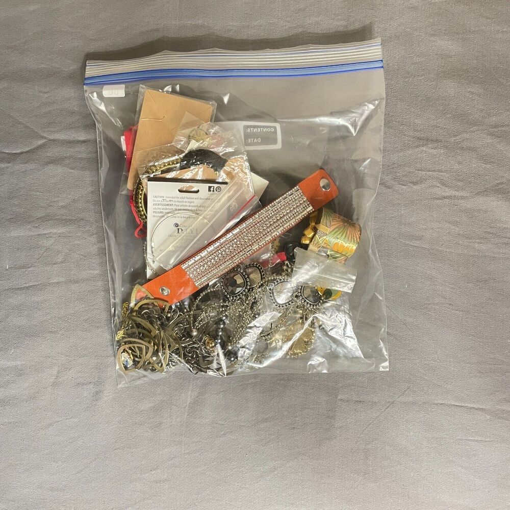Mystery Ziploc Bag Of Jewelry Lot Of Jewelry Pieces